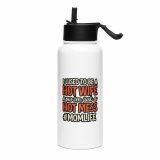 Hot Wife to Hot Mess - Stainless steel water bottle with a straw lid