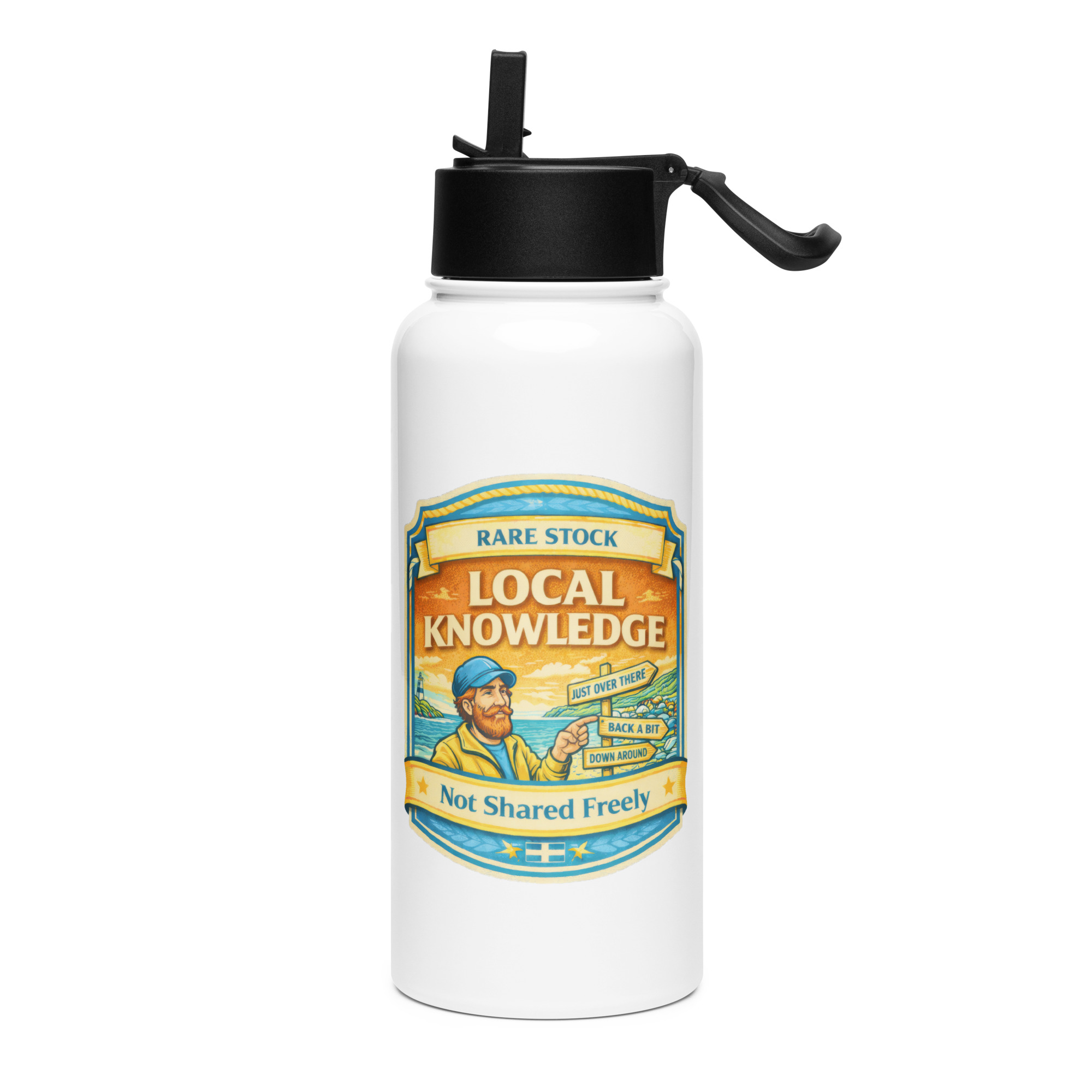 Rare Stock – Local Knowledge - Stainless steel water bottle with a straw lid