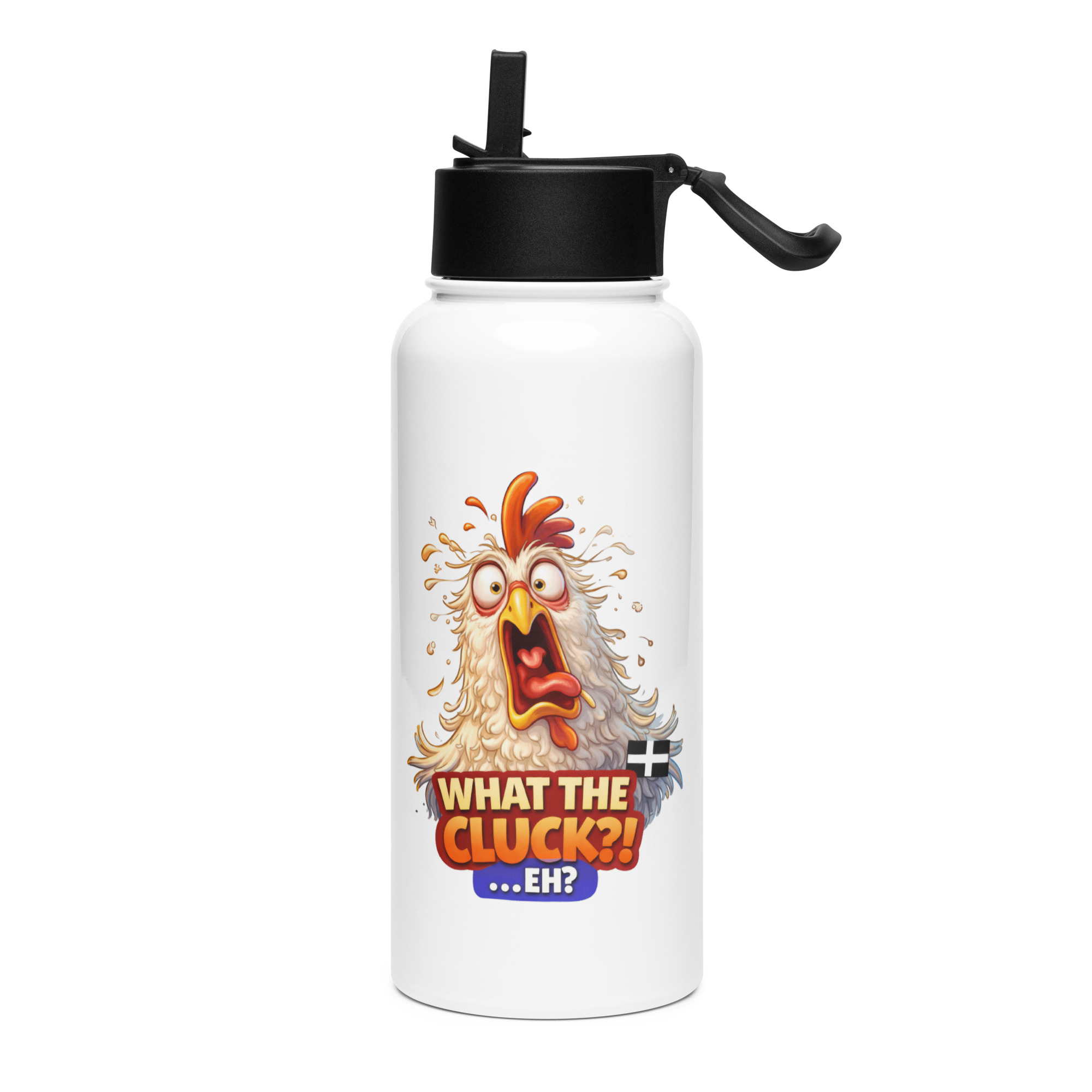WHAT THE CLUCK EH - COCKREL - Stainless steel water bottle with a straw lid