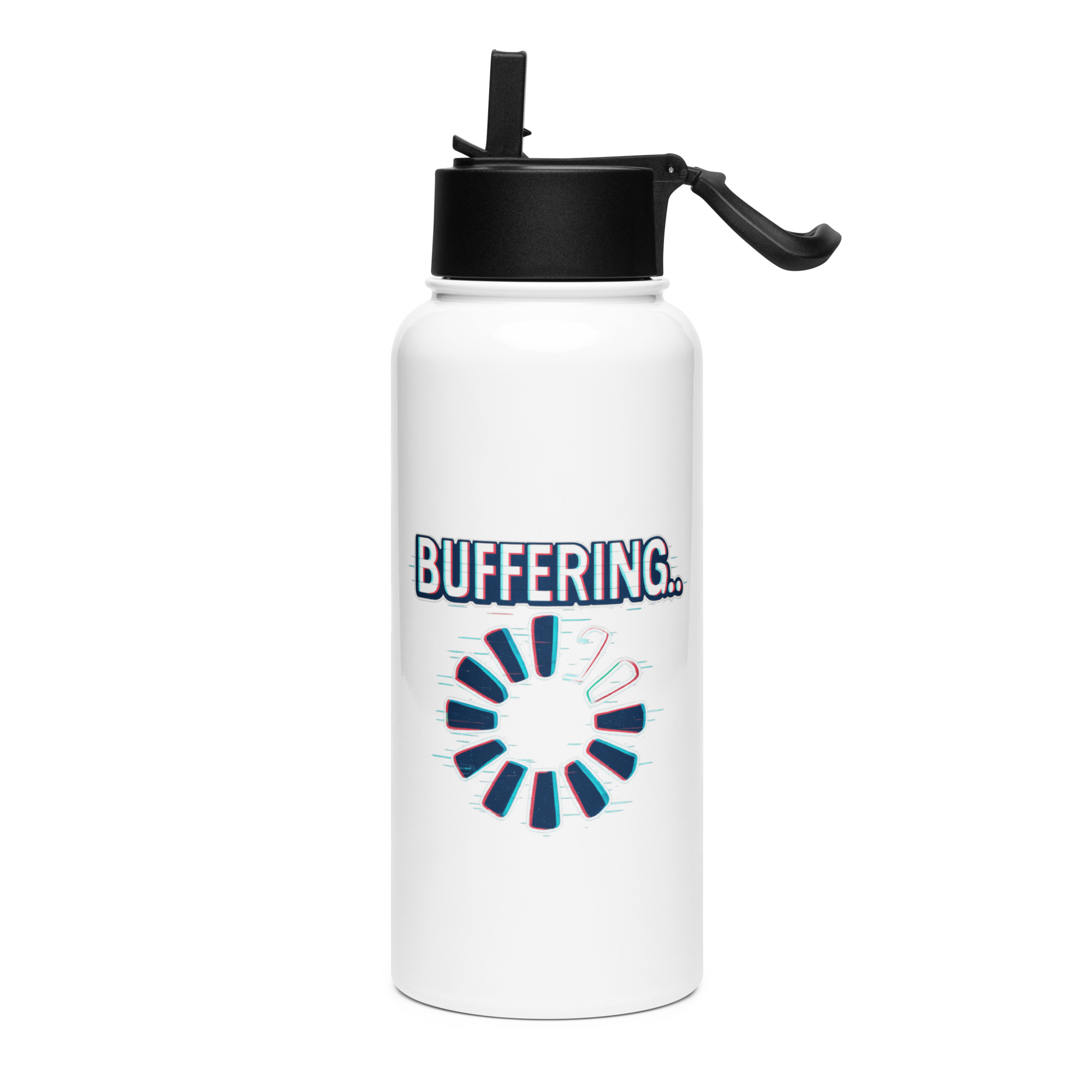BUFFERING - Stainless steel water bottle with a straw lid