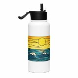 Engine House at Sundown - Stainless steel water bottle with a straw lid
