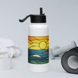 Clifftop Glow at Day’s End - Stainless steel water bottle with a straw lid