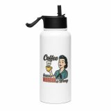 Coffee Because Murder Is Wrong - Stainless steel water bottle with a straw lid