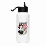 Clean Kitchen Dirty Mind - Stainless steel water bottle with a straw lid