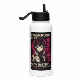 Neon District - Stainless steel water bottle with a straw lid