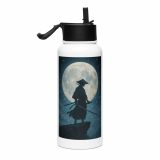 Moonlit Ronin - Stainless steel water bottle with a straw lid