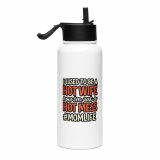 Hot Wife to Hot Mess - Stainless steel water bottle with a straw lid
