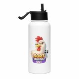 SORT YOURSELF OUT - HEN - Stainless steel water bottle with a straw lid