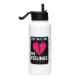 CTRL+ALT+DEL MY FEELINGS - Stainless steel water bottle with a straw lid