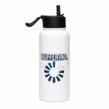 BUFFERING - Stainless steel water bottle with a straw lid