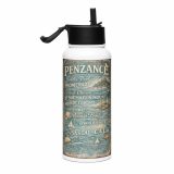 Penzance Coastal Signboard – SS Water Bottle with Straw Lid white 32oz right — Salt & Timber: Cornish Signs