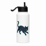 Glitch Cat – Digital Shadow StalkerStainless steel water bottle with a straw lid