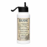 Bude Coastal Signboard - Stainless steel water bottle with a straw lid
