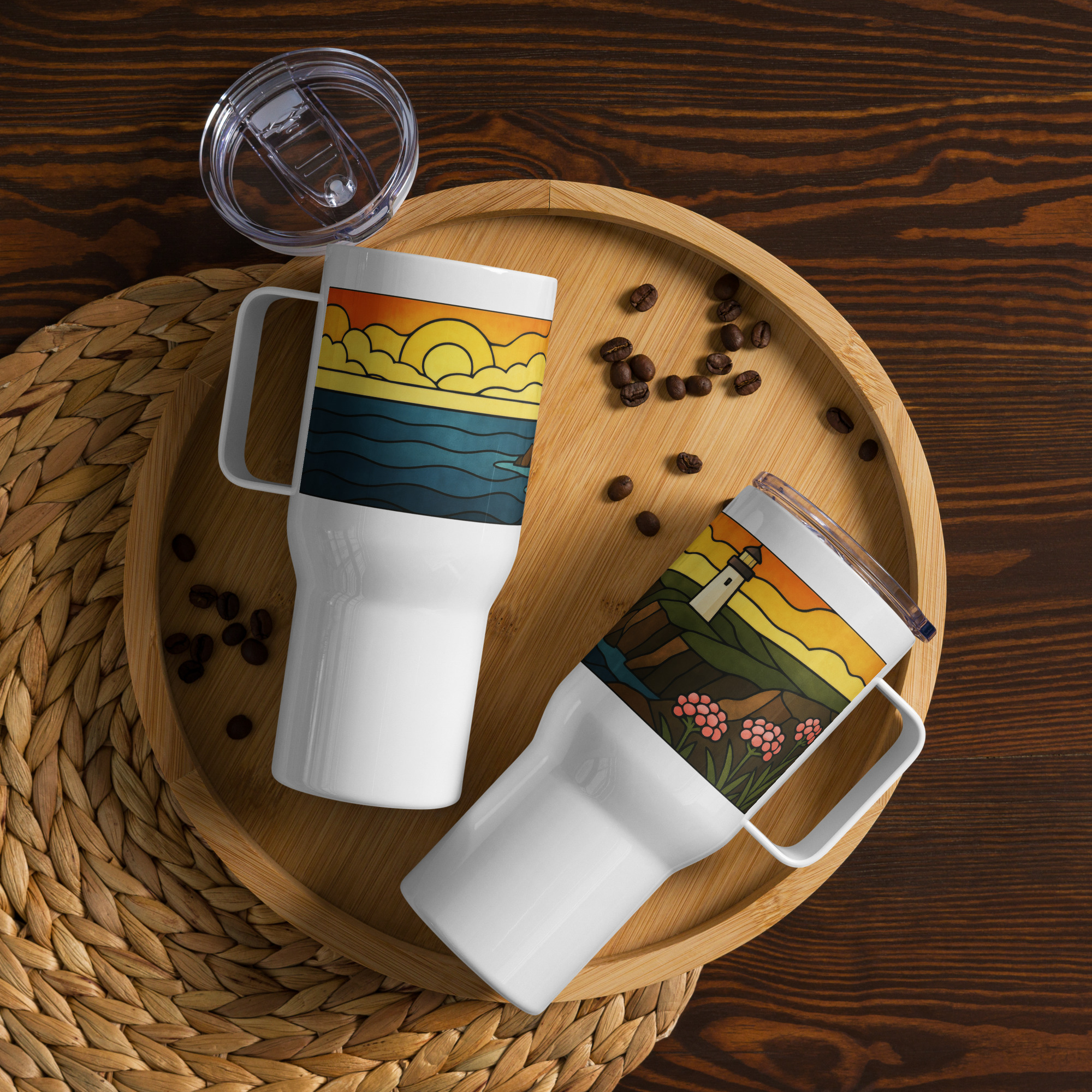 Beacon of the Western Cliffs - Travel mug with a handle