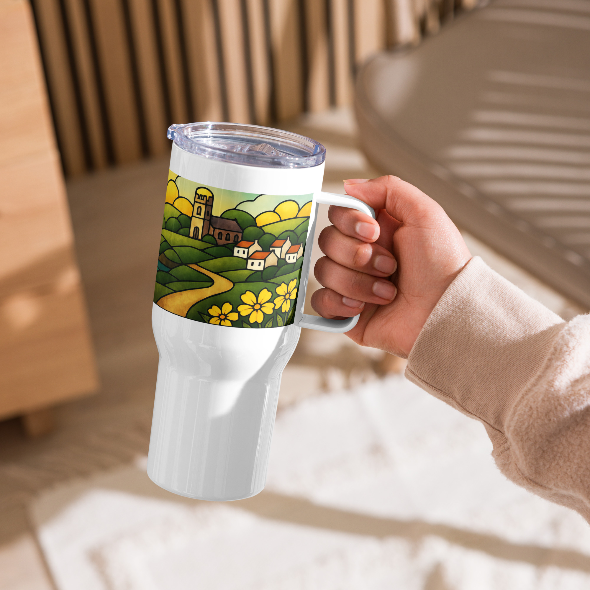 Harbour Light at Golden Bay - Travel mug with a handle