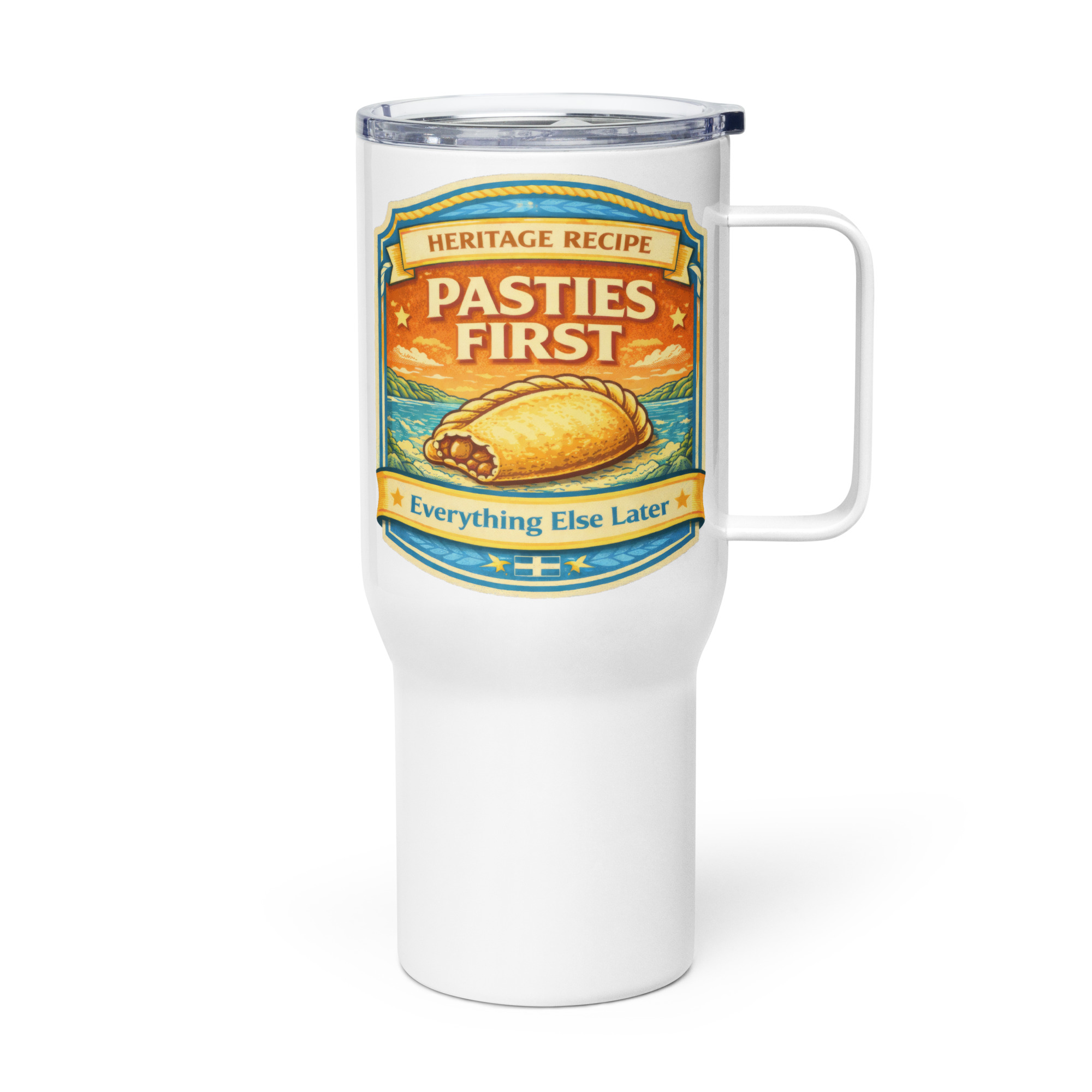 Pasties First - Travel mug with a handle