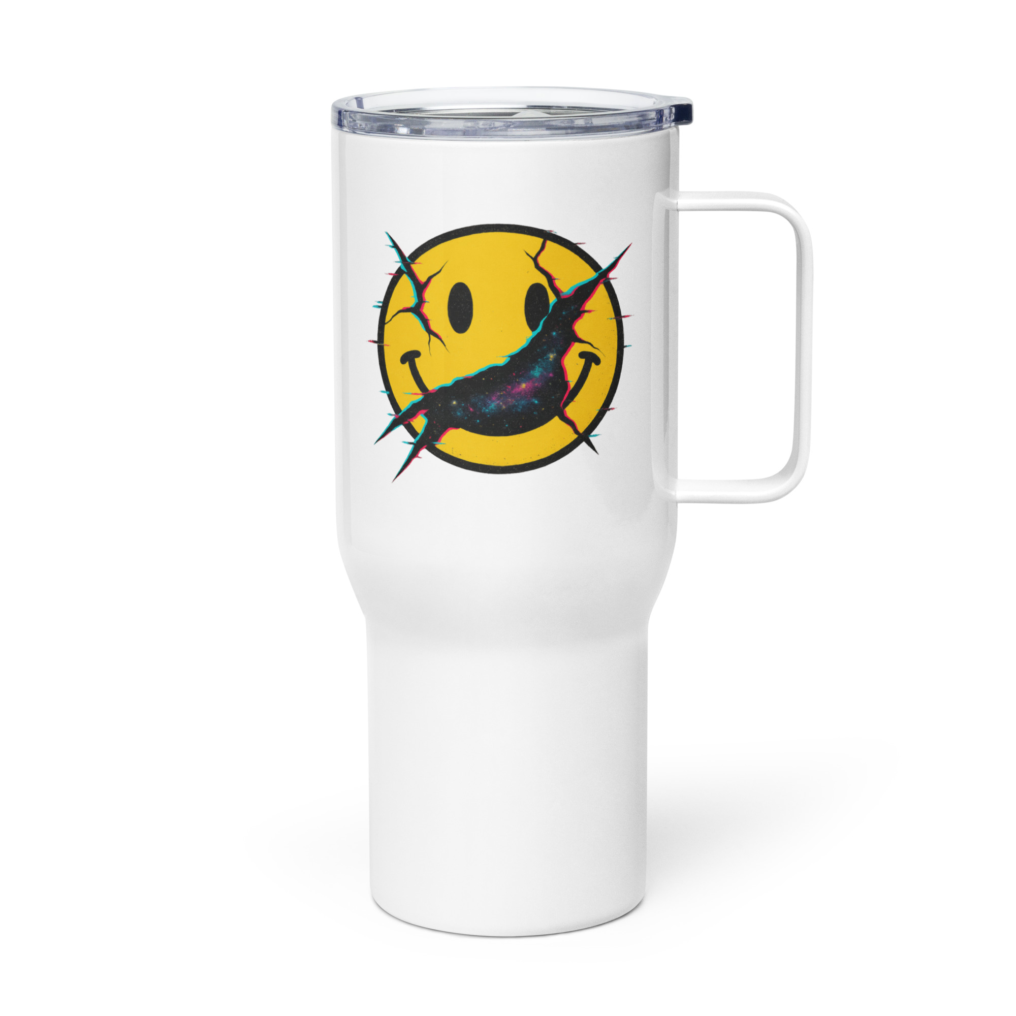 SMILE GLITCH - Travel mug with a handle