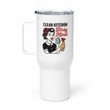 Clean Kitchen Dirty Mind – Travel Mug with a Handle white 25oz right — Sweet Looks, Savage Mouths