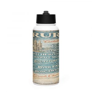Truro City Signboard - Stainless Steel Water Bottle with a Straw Lid mockup 1