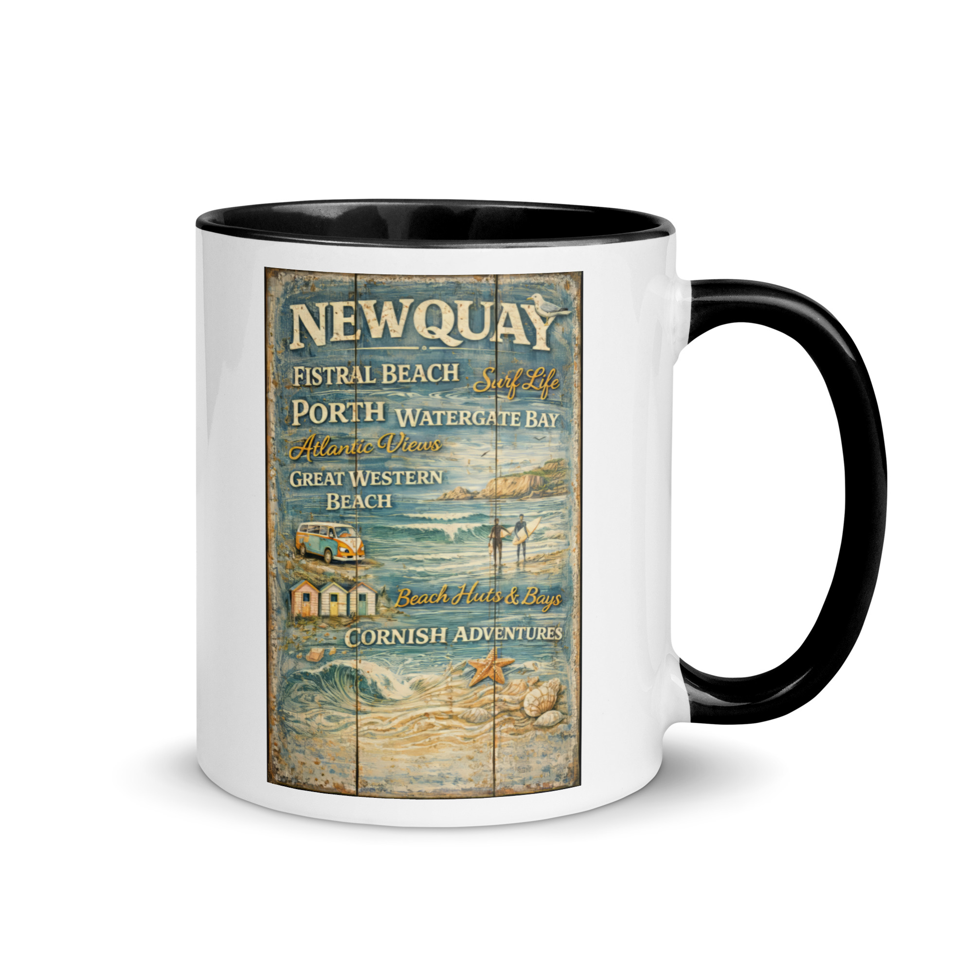 Newquay Surf Signboard - Mug with Color Inside