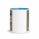 Newquay Surf Signboard – Mug with Color Inside blue 11oz front — Salt & Timber: Cornish Signs