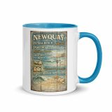 Newquay Surf Signboard – Mug with Color Inside blue 11oz right — Salt & Timber: Cornish Signs