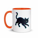 Glitch Cat – Digital Shadow Stalker - Mug with Color Inside