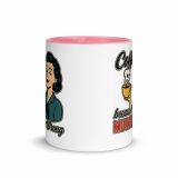 Coffee Because Murder Is Wrong – Mug with Color Inside pink 11oz front — Sweet Looks, Savage Mouths
