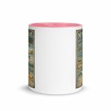 Newquay Surf Signboard – Mug with Color Inside pink 11oz front — Salt & Timber: Cornish Signs