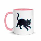 Glitch Cat – Digital Shadow Stalker - Mug with Color Inside