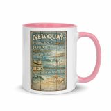 Newquay Surf Signboard – Mug with Color Inside pink 11oz right — Salt & Timber: Cornish Signs