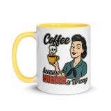 Coffee Because Murder Is Wrong – Mug with Color Inside yellow 11oz left — Sweet Looks, Savage Mouths