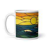 Clifftop Glow at Day’s End – White Glossy Mug white 11oz handle on left — Cornwall Coast