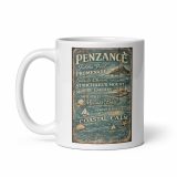 Penzance Coastal Signboard – White Glossy Mug white 11oz handle on left — Salt & Timber: Cornish Signs