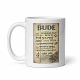 Bude Coastal Signboard - White glossy mug