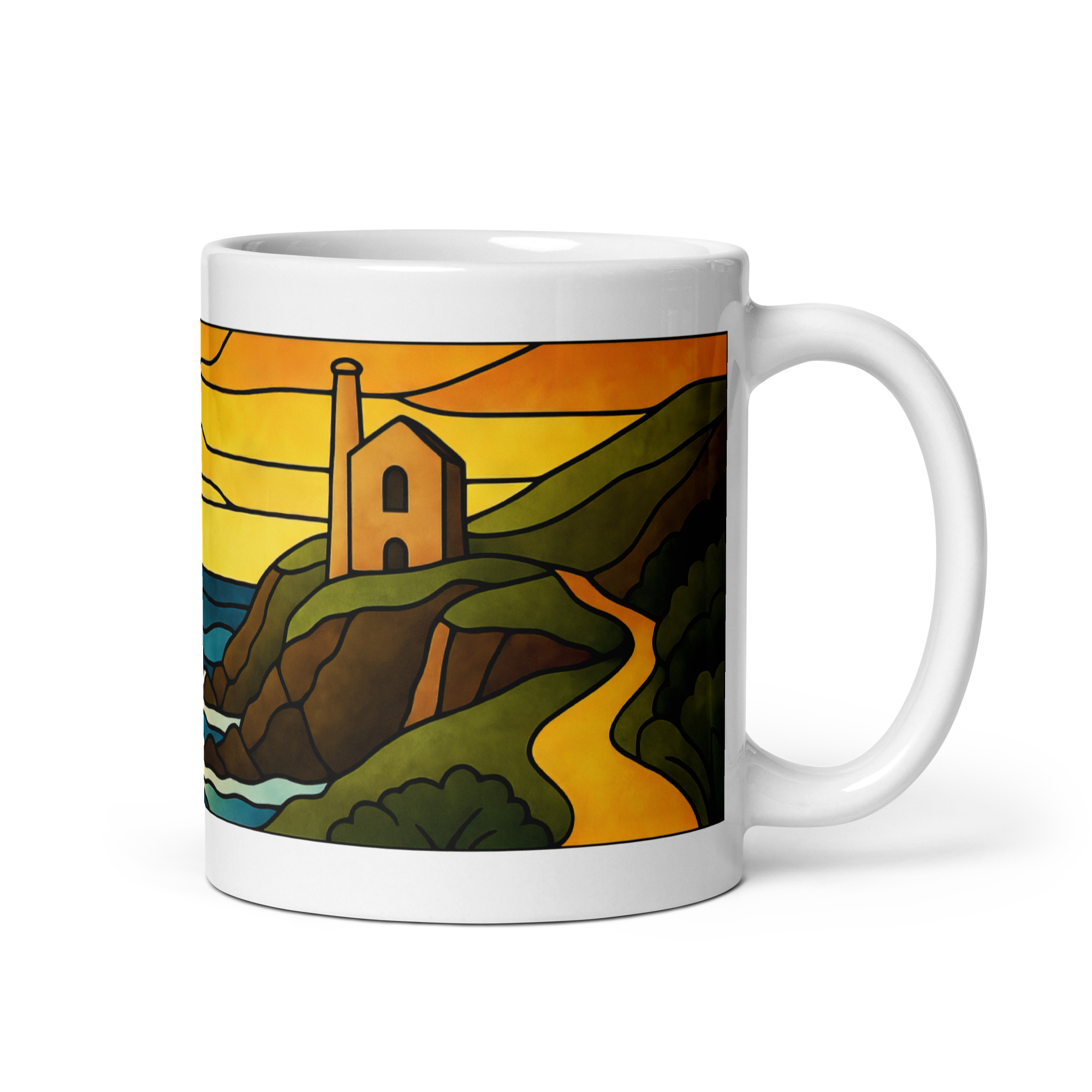 Engine House at Sundown - White glossy mug