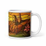 Clifftop Glow at Day’s End – White Glossy Mug white 11oz handle on right — Cornwall Coast