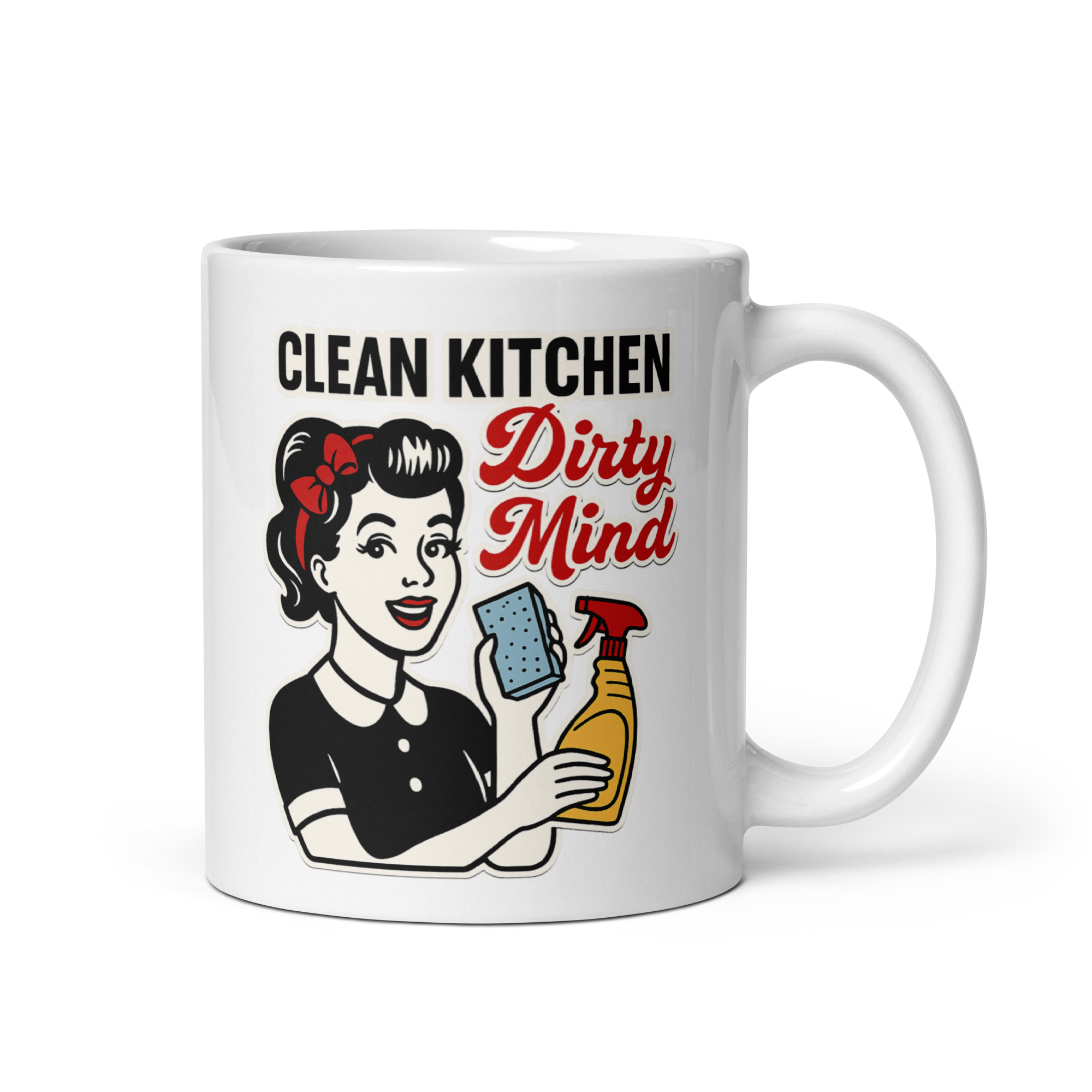 Clean Kitchen Dirty Mind - White glossy mug