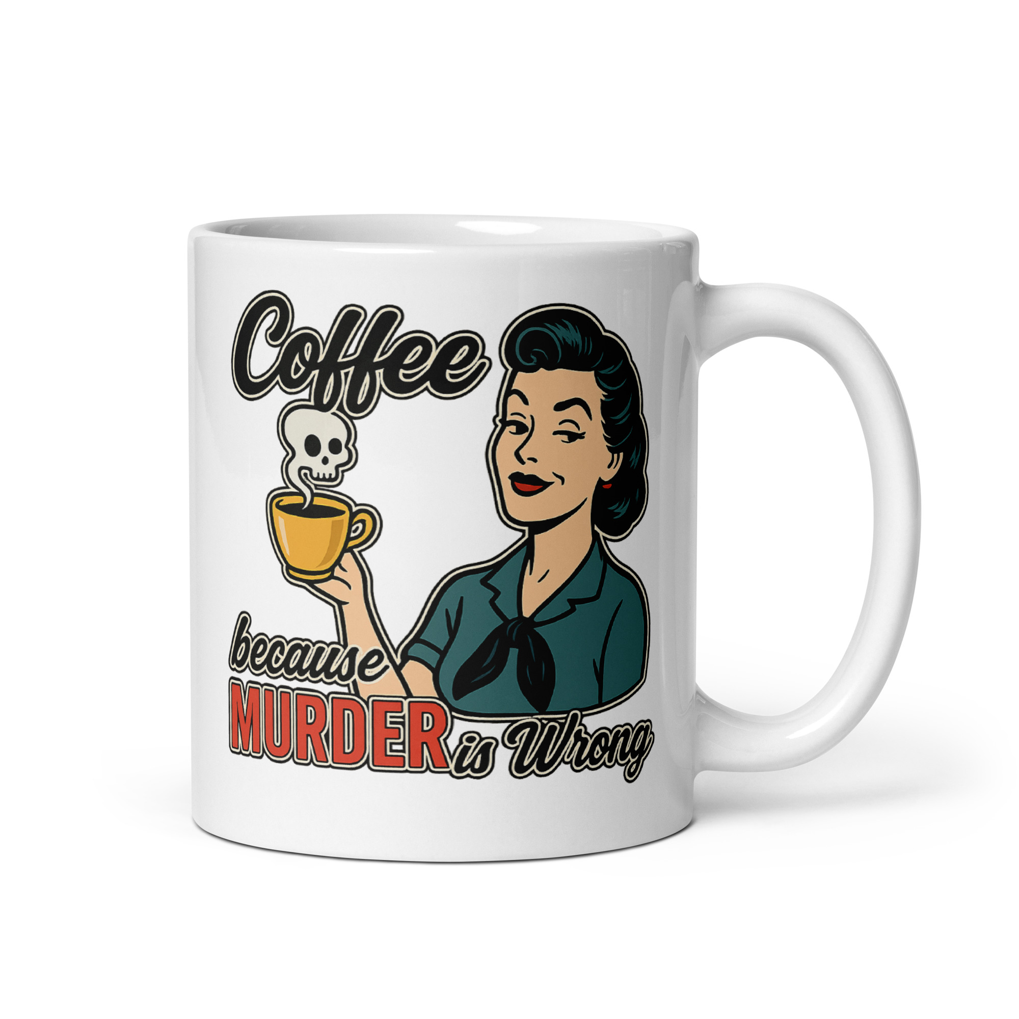 Coffee Because Murder Is Wrong - White glossy mug