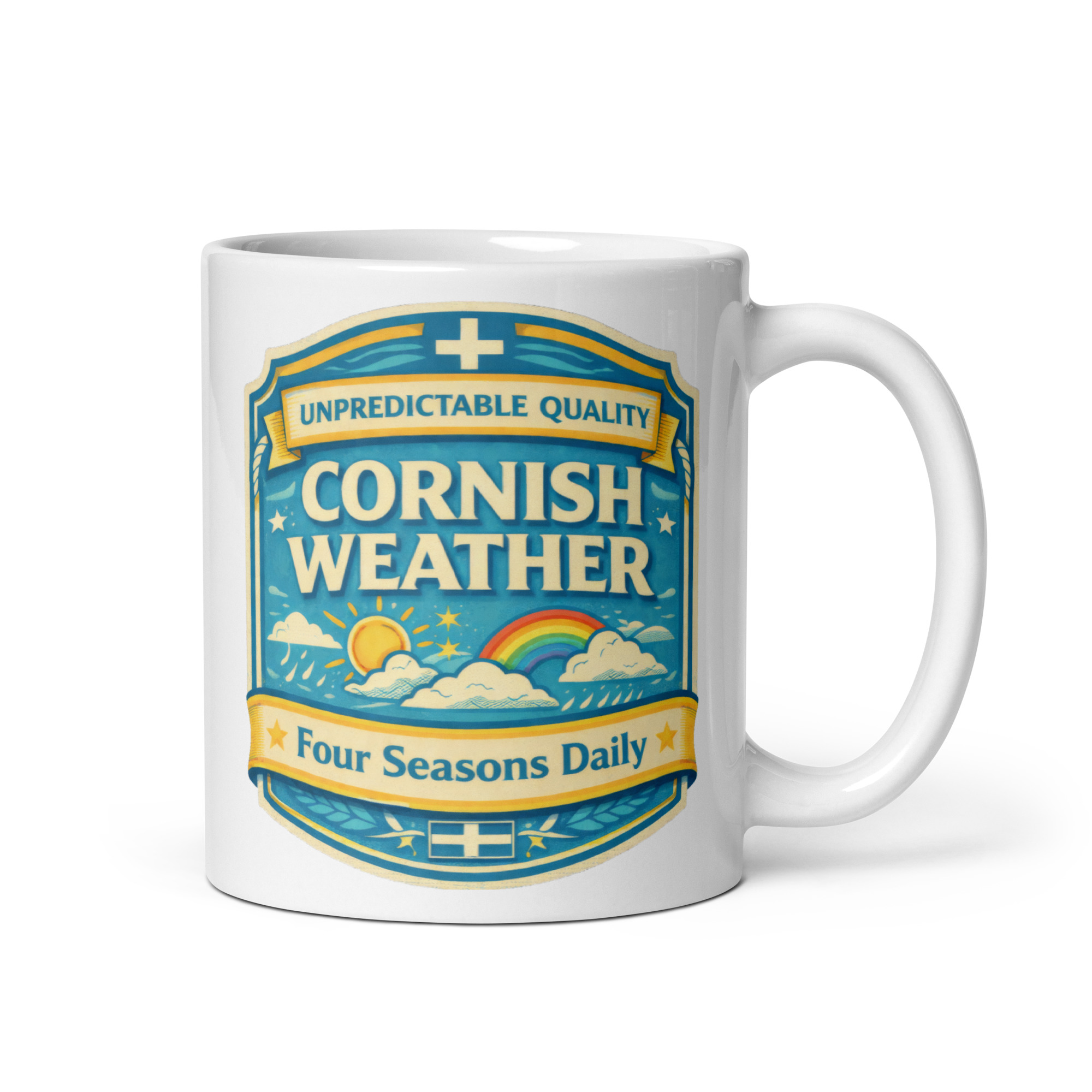 Unpredictable Quality – Cornish Weather - White glossy mug