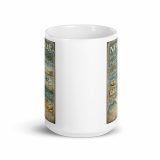 Newquay Surf Signboard – White Glossy Mug white 15oz front view — Salt & Timber: Cornish Signs
