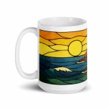 Clifftop Glow at Day’s End – White Glossy Mug white 15oz handle on left — Cornwall Coast
