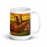 Clifftop Glow at Day’s End – White Glossy Mug white 15oz handle on right — Cornwall Coast