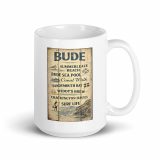Bude Coastal Signboard - White glossy mug