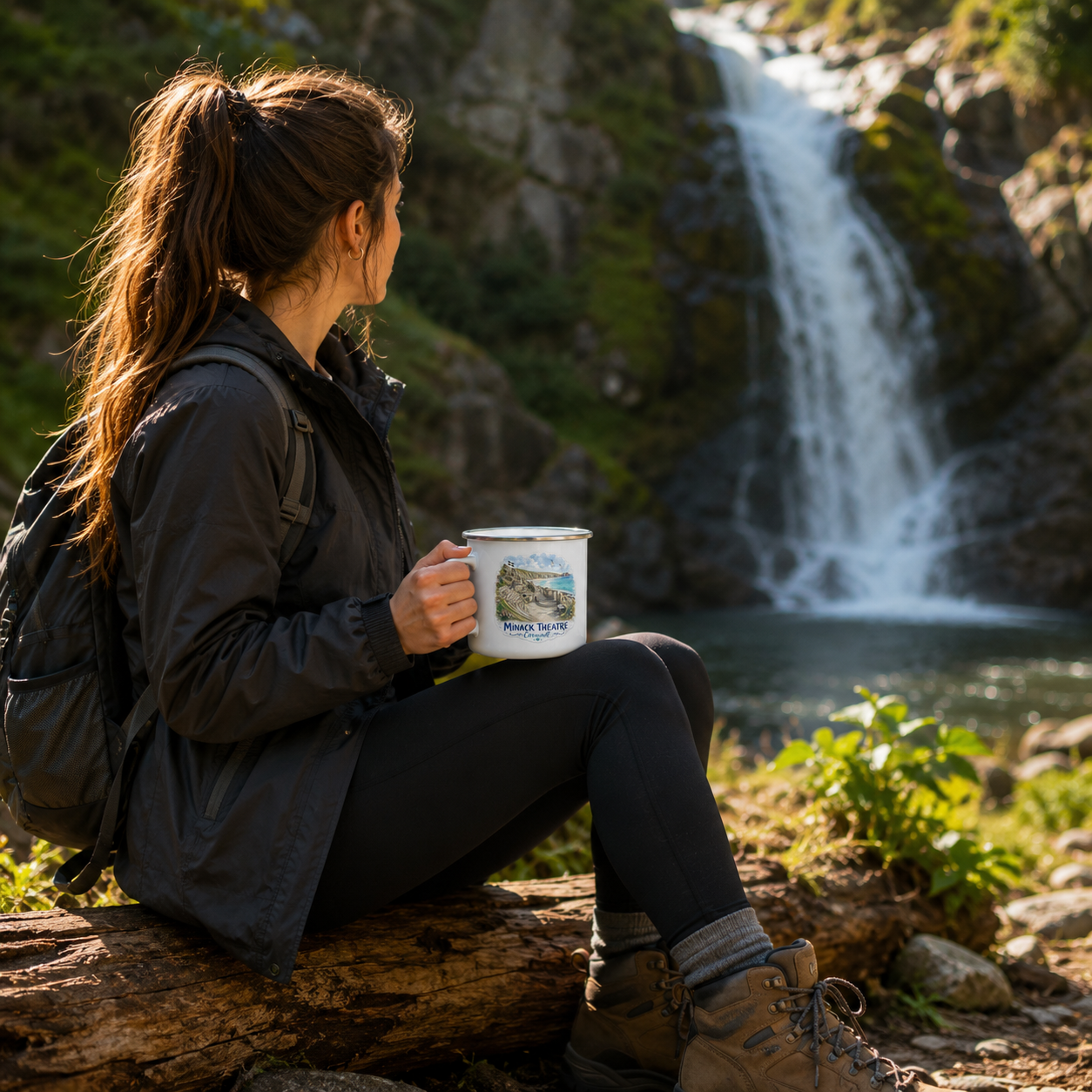 Minack Theatre Cornwall Enamel Mug – Coastal Cliffside Design