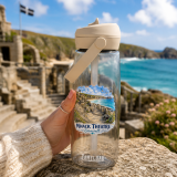 Flip straw water bottle