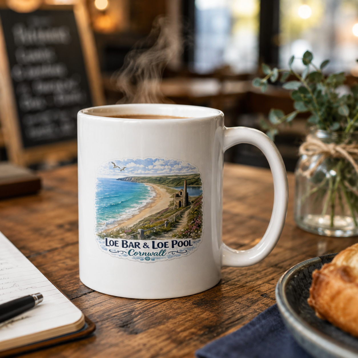 Loe Bar & Loe Pool Cornwall –White glossy mug