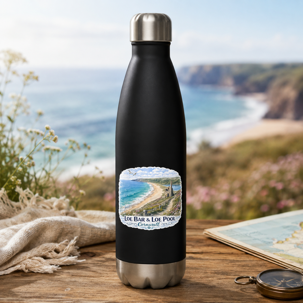 Loe Bar & Loe Pool Cornwall – Stainless steel water bottle