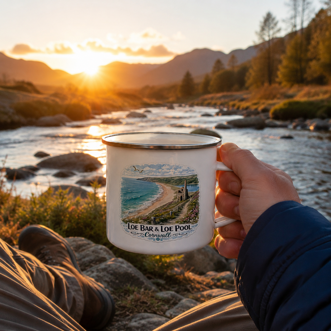 Loe Bar & Loe Pool Cornwall – Enamel Mug