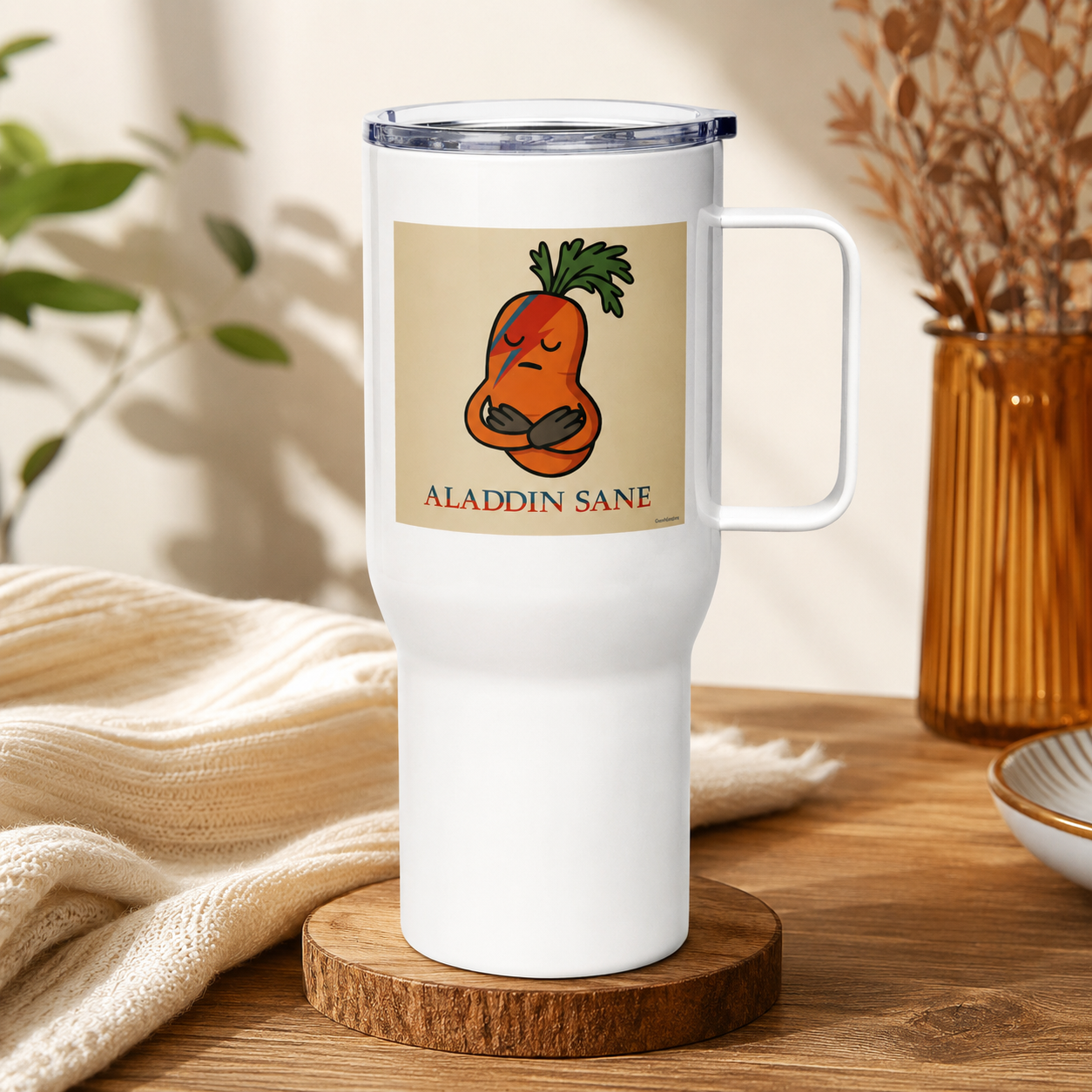 Aladdin Sane Carrot Parody Glass –Travel mug with a handle